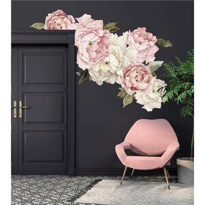 Floral Peonies Wall Decal, Bouquet Flowers Removable Peel and Stick Wall Sticker